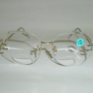 NWT Vintage 90's Lady Dia-Cut Bi-Focal Reading Glasses +3.50 (Gold/Clear)